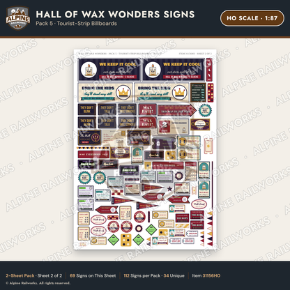 Alpine Railworks 31156HO HO Scale Roadside Signs - Wax Museum