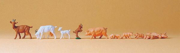 Preiser 14162 HO Scale Animals -- Goats & Hogs
