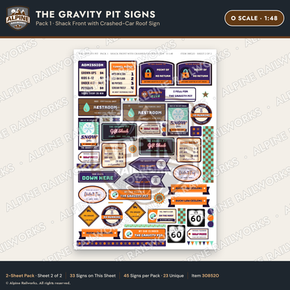 Alpine Railworks 30852O O Scale Roadside Signs - Mystery Hole