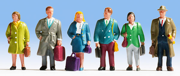 Noch 15220 HO Scale Travelers w/Luggage -- pkg(6)