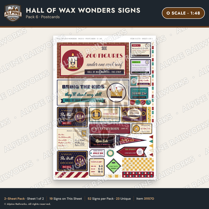 Alpine Railworks 31157O O Scale Roadside Attraction Signs - Wax Museum