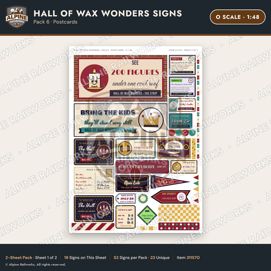 Alpine Railworks 31157O O Scale Roadside Attraction Signs - Wax Museum