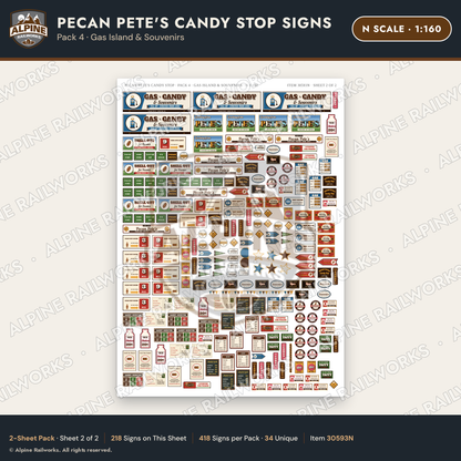 Alpine Railworks 30593N N Scale Roadside Signs - Pecan Candy Stop