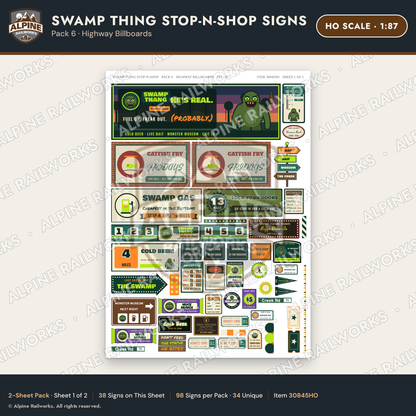 Alpine Railworks 30845HO HO Scale Roadside Signs - Swamp Monster Store