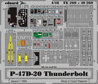 Eduard FE269 1/48 P-47D-20 Thunderbolt Photo Etch for Hasegawa