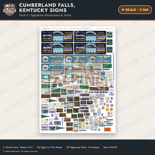 Alpine Railworks 31222N N Scale Cumberland Falls Signs - Attractions