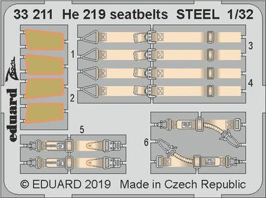Eduard 33211 1/32 He 219 Seatbelts Steel for Revell