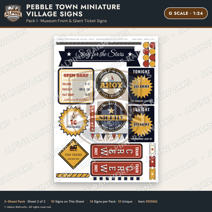 Alpine Railworks 31056G G Scale Roadside Signs - Miniature Village
