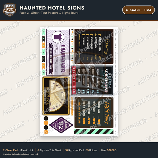Alpine Railworks 30688G G Scale Haunted Hotel Signs