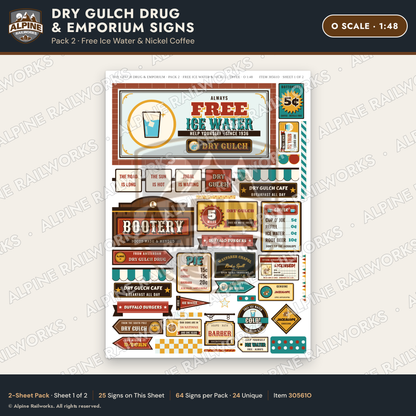 Alpine Railworks 30561O O Scale Roadside Signs - Western Drug Store