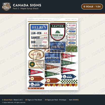 Alpine Railworks 30381G G Scale Canada Signs - Maple Syrup Shack