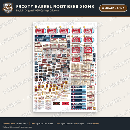 Alpine Railworks 30614N N Scale Fast Food Signs - Root Beer Drive-In