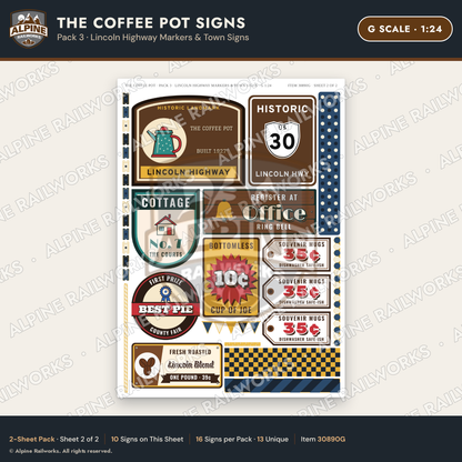 Alpine Railworks 30890G G Scale Roadside Signs - Coffee Pot Diner