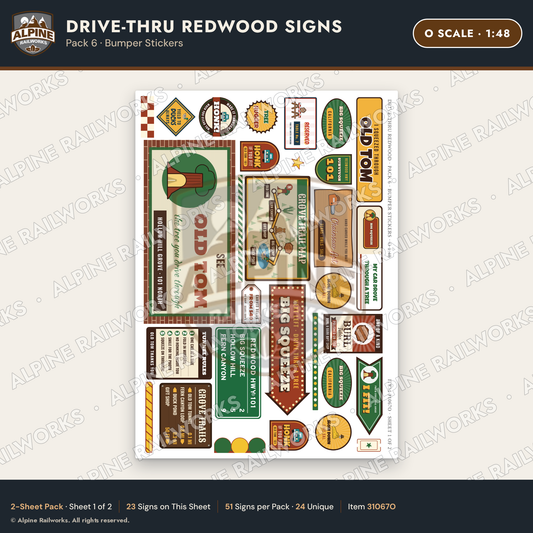 Alpine Railworks 31067O O Scale Roadside Signs - Drive-Thru Tree