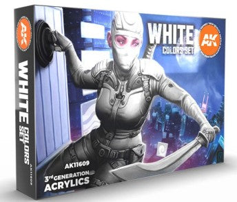 AK Interactive 11609 White 3G Acrylic Paint Set (6 Colors) 17ml Bottles