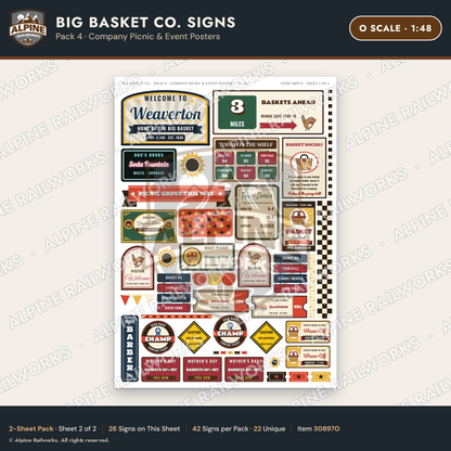 Alpine Railworks 30897O O Scale Roadside Signs - Basket Building