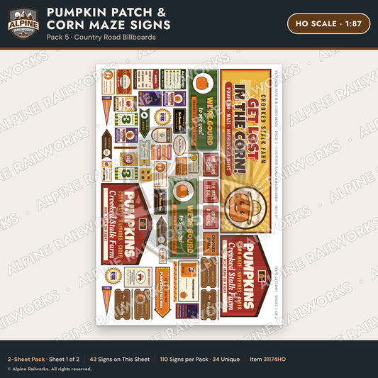 Alpine Railworks 31174HO HO Scale Farm Signs - Pumpkin Patch