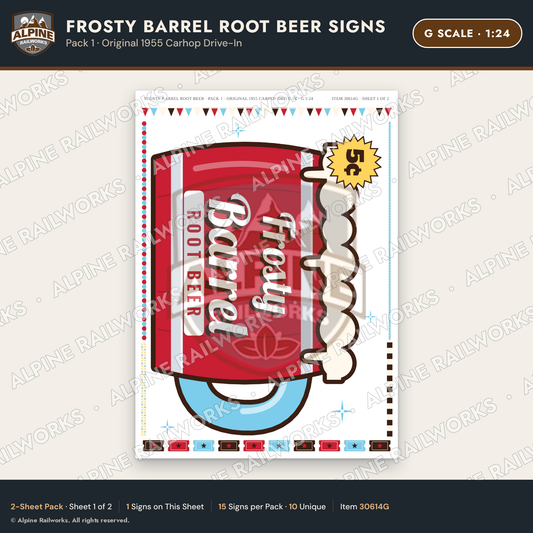 Alpine Railworks 30614G G Scale Fast Food Signs - Root Beer Drive-In