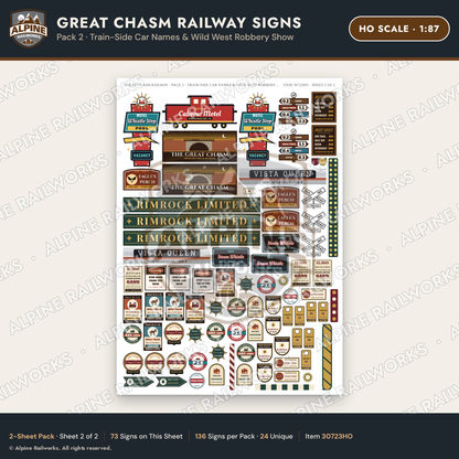 Alpine Railworks 30723HO HO Scale Tourist Signs - Canyon Railway