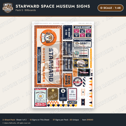 Alpine Railworks 31150O O Scale Roadside Signs - Space Museum