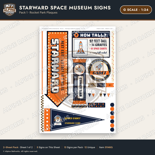Alpine Railworks 31146G G Scale Roadside Signs - Space Museum