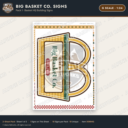 Alpine Railworks 30894G G Scale Roadside Signs - Basket Building