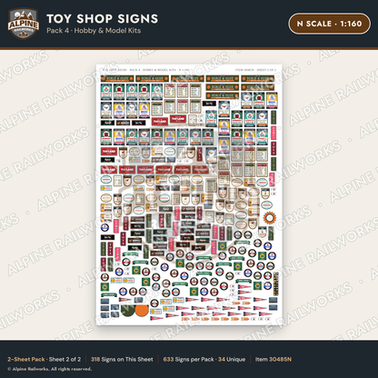 Alpine Railworks 30485N N Scale Toy Shop Signs - Hobby & Model Kits