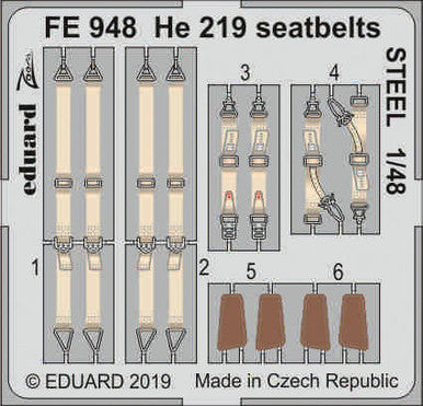 Eduard FE948 1/48 He 219 Seatbelts Steel for Tamiya