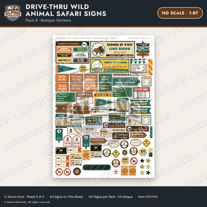Alpine Railworks 31127HO HO Scale Roadside Signs - Drive-Thru Safari
