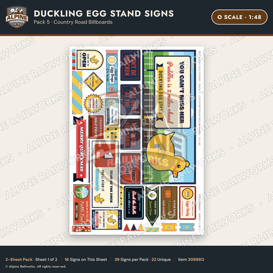 Alpine Railworks 30886O O Scale Roadside Signs - Giant Duck Farm Stand