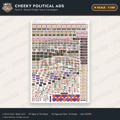Alpine Railworks 30061N N Scale Cheeky Political Ads