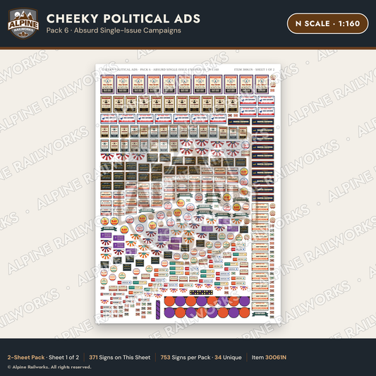 Alpine Railworks 30061N N Scale Cheeky Political Ads