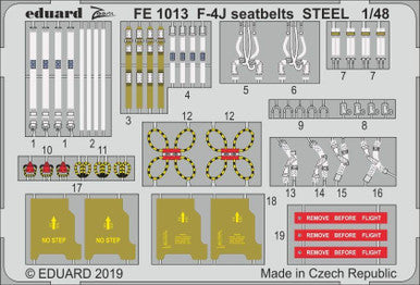 Eduard FE1013 1/48 F-4J Seatbelts STEEL Photo Etch Interior Detail Set