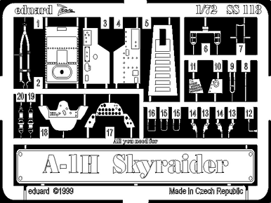 Eduard SS113 1/72 A-1H Skyraider Photo Etch Interior Detail Set