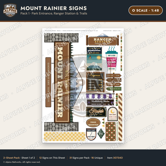 Alpine Railworks 30734O O Scale Tourist Signs - Mount Rainier