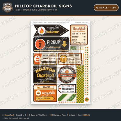Alpine Railworks 30644G G Scale Fast Food Signs - Charbroiled Burgers