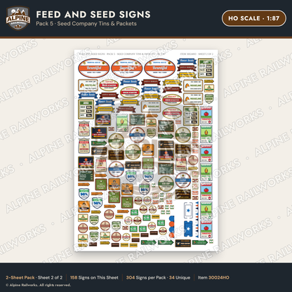 Alpine Railworks 30024HO HO Scale Feed and Seed Signs