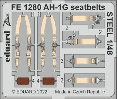 Eduard FE1280 1/48 AH-1G Seatbelts STEEL Photo Etch for Special Hobby