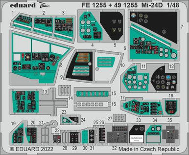 Eduard FE1255 1/48 Mi-24D for Trumpeter Photo Etch Detail Set
