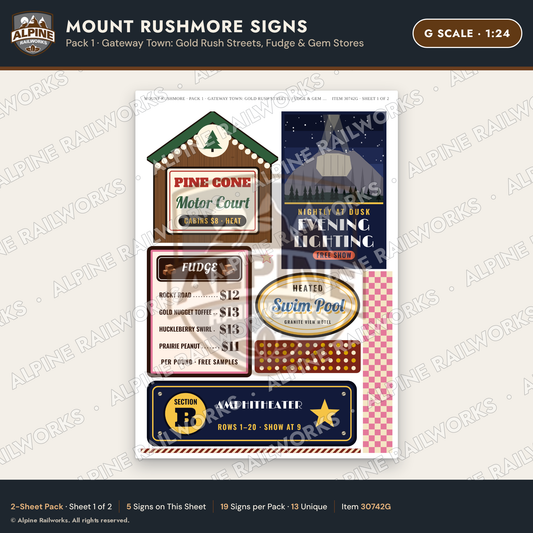 Alpine Railworks 30742G G Scale Tourist Signs - Mount Rushmore