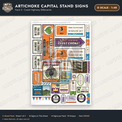 Alpine Railworks 31012O O Scale Roadside Signs - Giant Artichoke