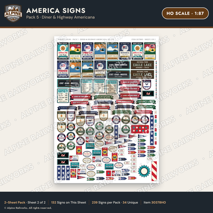 Alpine Railworks 30378HO HO Scale America Signs - Diner