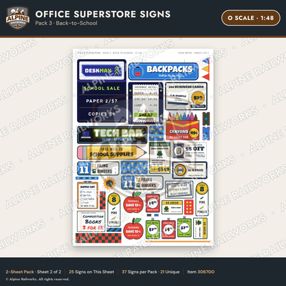 Alpine Railworks 30670O O Scale Office Superstore Signs