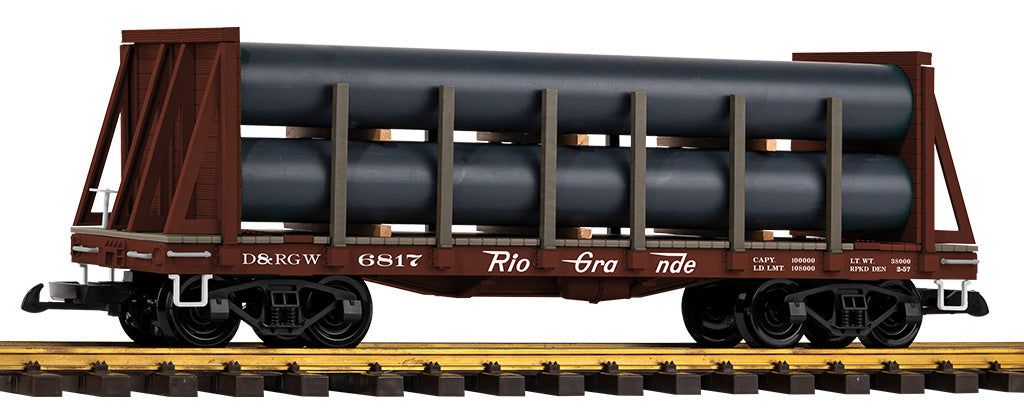 Piko 38795 G Scale D&RGW Bulkhead Flatcar Pipe Load
