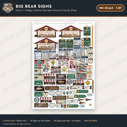 Alpine Railworks 30732HO HO Scale Tourist Signs - Big Bear Lake
