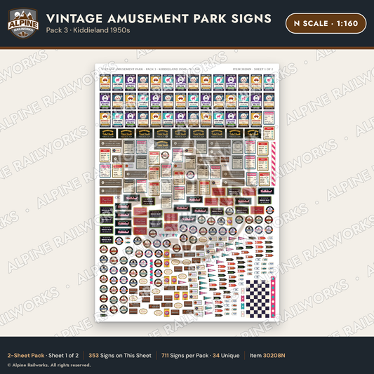 Alpine Railworks 30208N N Scale Vintage Amusement Park Signs