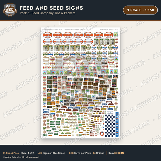Alpine Railworks 30024N N Scale Feed and Seed Signs