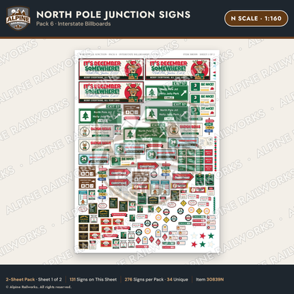 Alpine Railworks 30839N N Scale Roadside Signs - Christmas Town