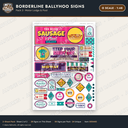 Alpine Railworks 30544O O Scale Roadside Signs - Border Tourist Stop
