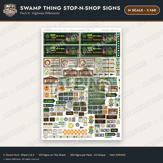 Alpine Railworks 30845N N Scale Roadside Signs - Swamp Monster Store